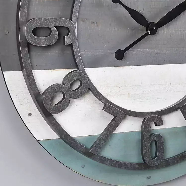 Kirklands Home Clocks|Teal Wood Plank Wall Clock Blue