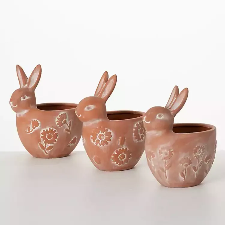 Best Terracotta Bunny Planters, Set of 3 Easter Decorations