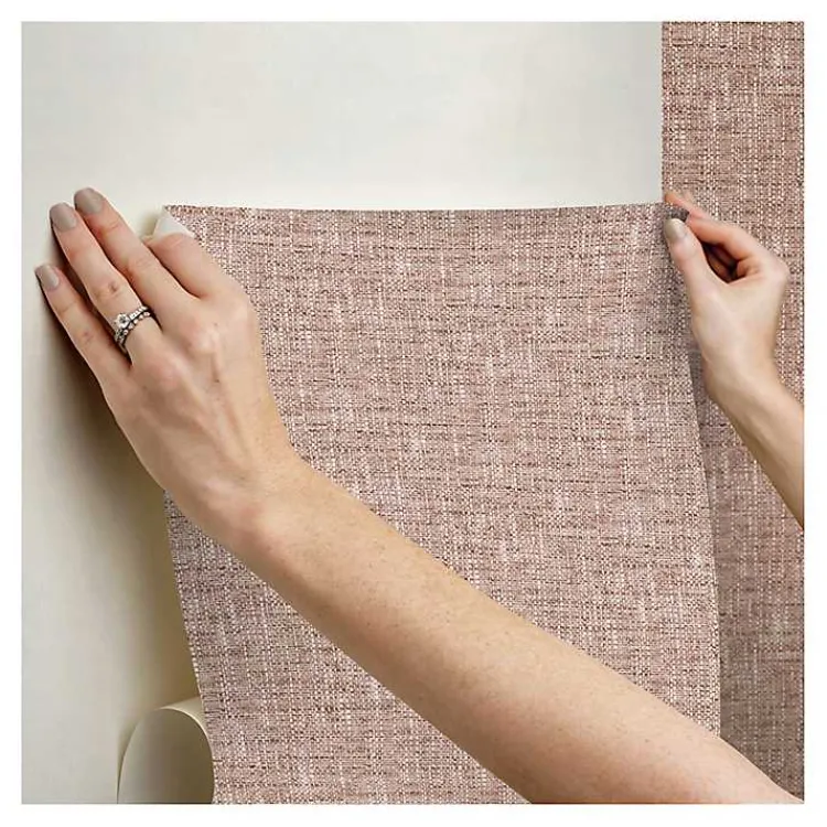Kirklands Home Wall Murals & Wallpaper|Terracotta Textu Poplin Peel & Stick Wallpaper Red
