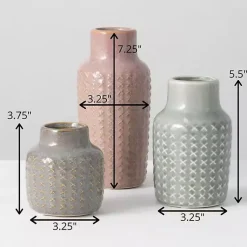 Online Textured Ceramic Vases, Set of 3 Vases