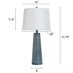 Kirklands Home Table Lamps|Textured Denim Blue Tapered Table Lamp White