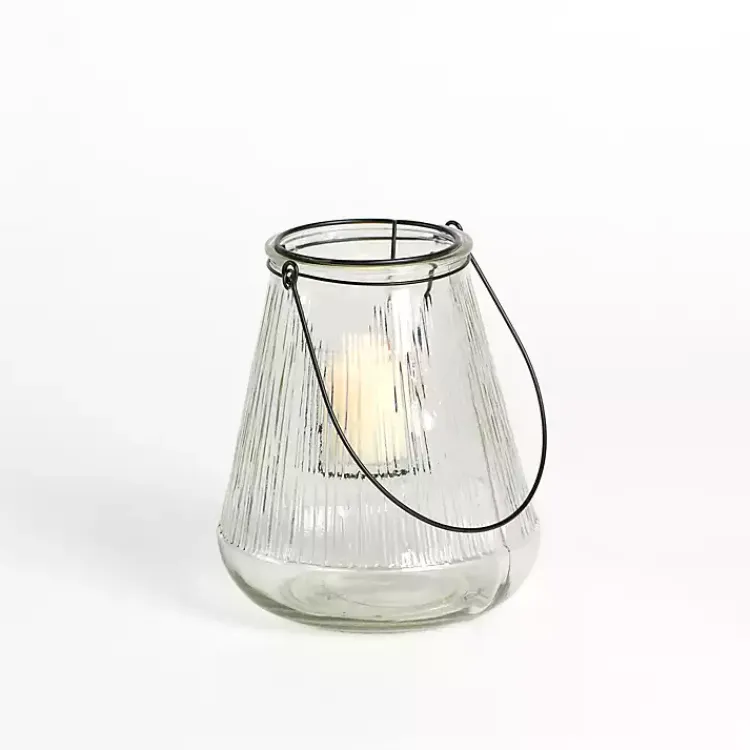 Textured Glass Lantern with Metal Insert, 8 in. Lanterns