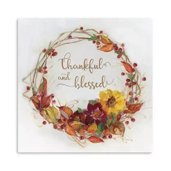 Hot Thankful & Blessed Harvest Wreath Print, 40x40 Fall