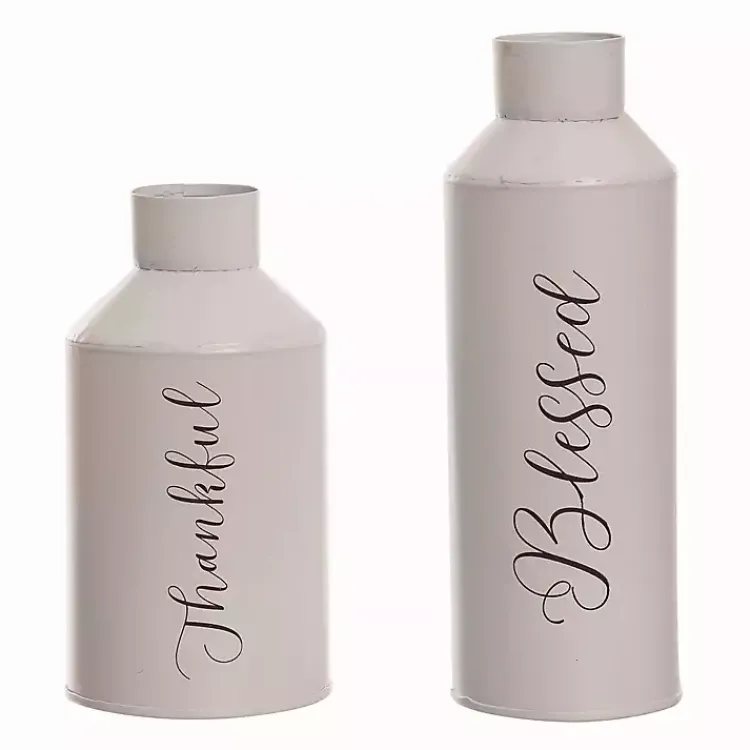 Sale Thankful and Blessed Metal Vases, Set of 2 Fall