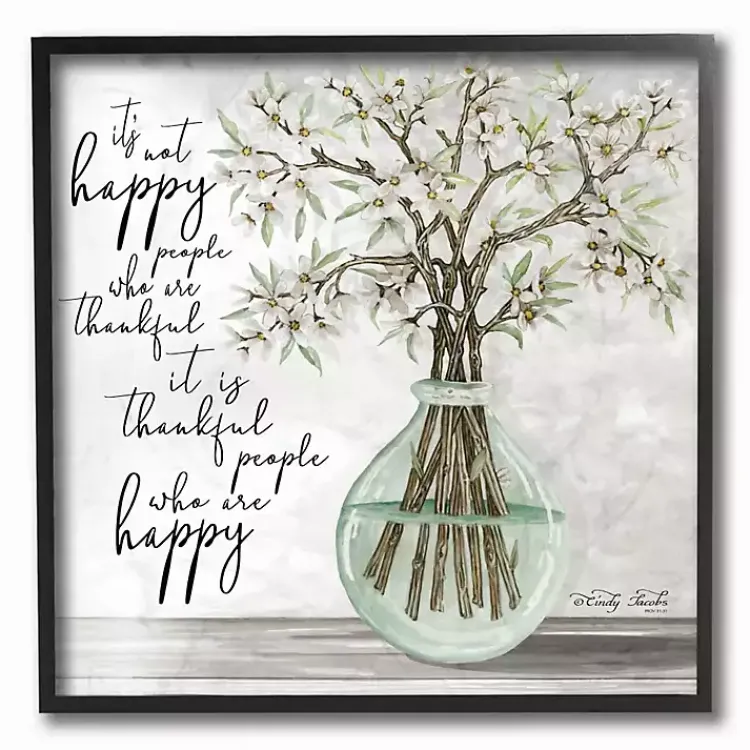 Kirklands Home Wall Quotes & Signs|Thankful People who are Happy Framed Art Print Gray
