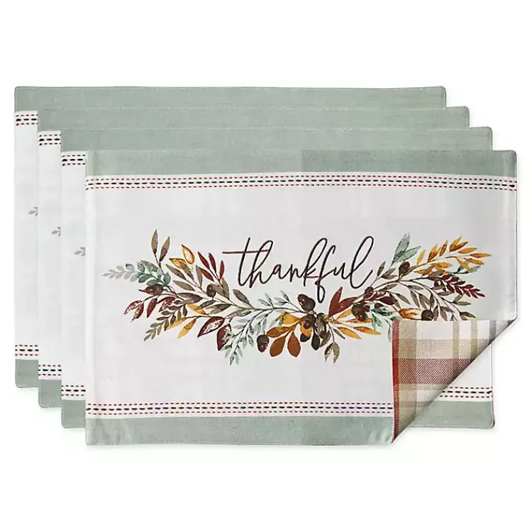 New Thankful Reversible Placemats, Set of 4 Fall