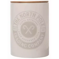 Kirklands Home Kitchen Storage|The North Pole White Ceramic Canister