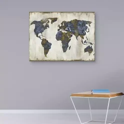 Kirklands Home Canvas Art|The World I Canvas Art Print Blue