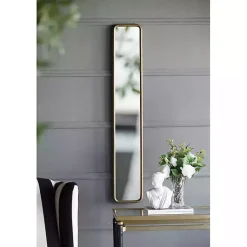 Kirklands Home Decorative Mirrors|Thin Gold Metal Wall Mirror