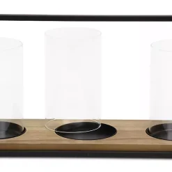 Outlet Three Glass Inserts Black Metal Lantern Lanterns