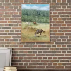 Kirklands Home Canvas Art|Three Grazing Horses Framed Canvas Art Print