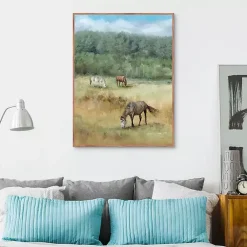 Kirklands Home Canvas Art|Three Grazing Horses Framed Canvas Art Print
