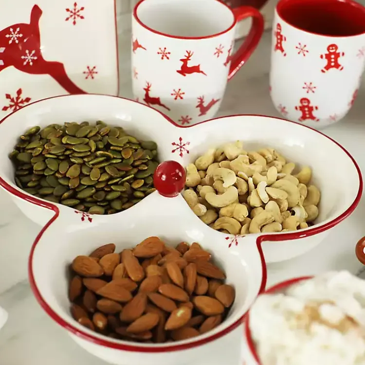 Kirklands Home Serving & Entertaining|Three-Section Christmas Serving Platter