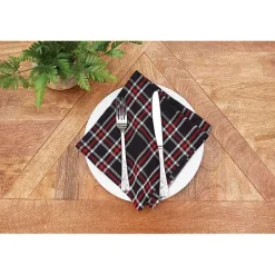 Online Tinsel Black Plaid Napkins, Set of 6 Christmas Dining & Entertaining
