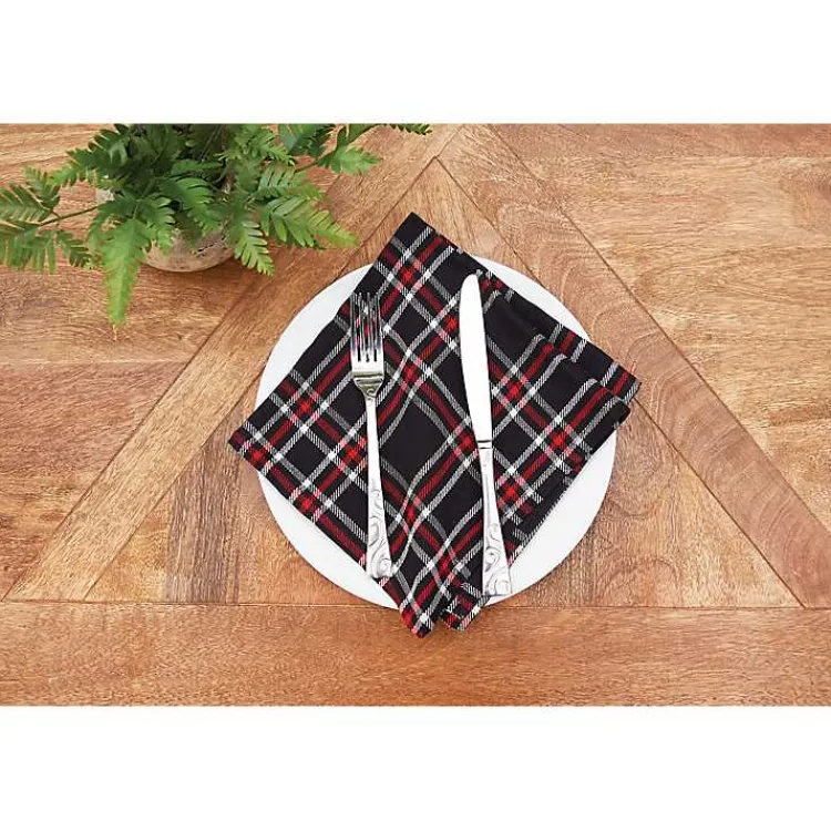 Online Tinsel Black Plaid Napkins, Set of 6 Christmas Dining & Entertaining