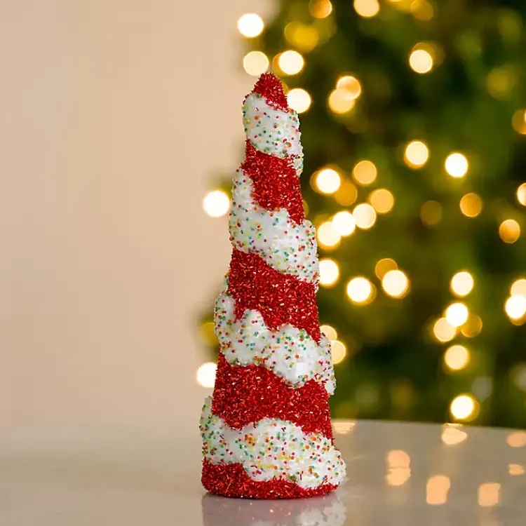 Tinsel Candy Cane Christmas Tree, 15 in. Christmas Decorations