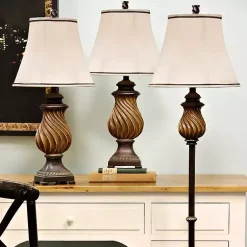 Kirklands Home Table Lamps|Toffee Twist Floor and Table Lamps, Set of 3 Ivory