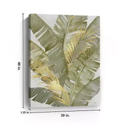Kirklands Home Canvas Art|Touch of Gold Banana Leaves Canvas Art Print