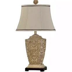 Kirklands Home Table Lamps|Traditional Carved Cream Finish Table Lamp White