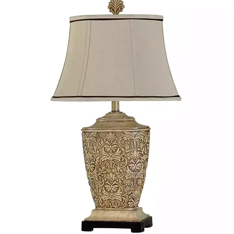 Kirklands Home Table Lamps|Traditional Carved Cream Finish Table Lamp White