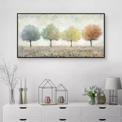 Kirklands Home Canvas Art|Transitional Trees Framed Canvas Art Print Multi