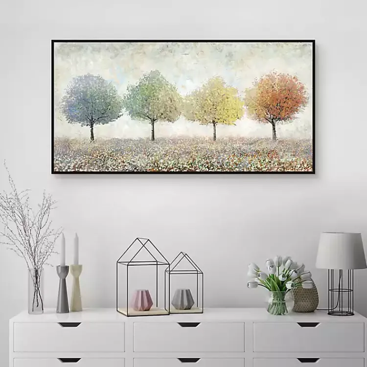 Kirklands Home Canvas Art|Transitional Trees Framed Canvas Art Print Multi