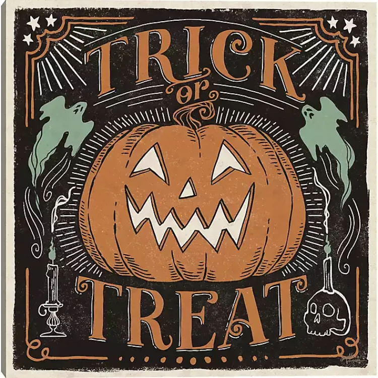 New Trick or Treat Jack O' Lantern Canvas Art Print Halloween