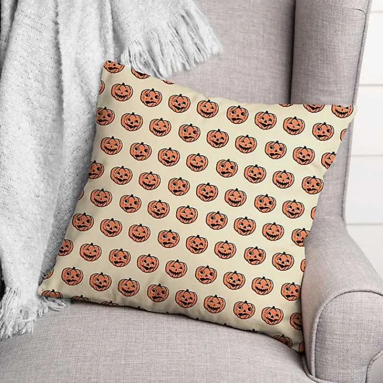 Trick or Treat Pumpkins Pattern Throw Pillow Halloween