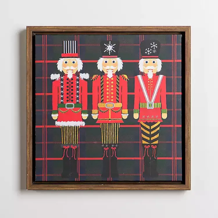 Sale Triple Nutcrackers Plaid Wall Plaque Christmas Art & Wall Decor
