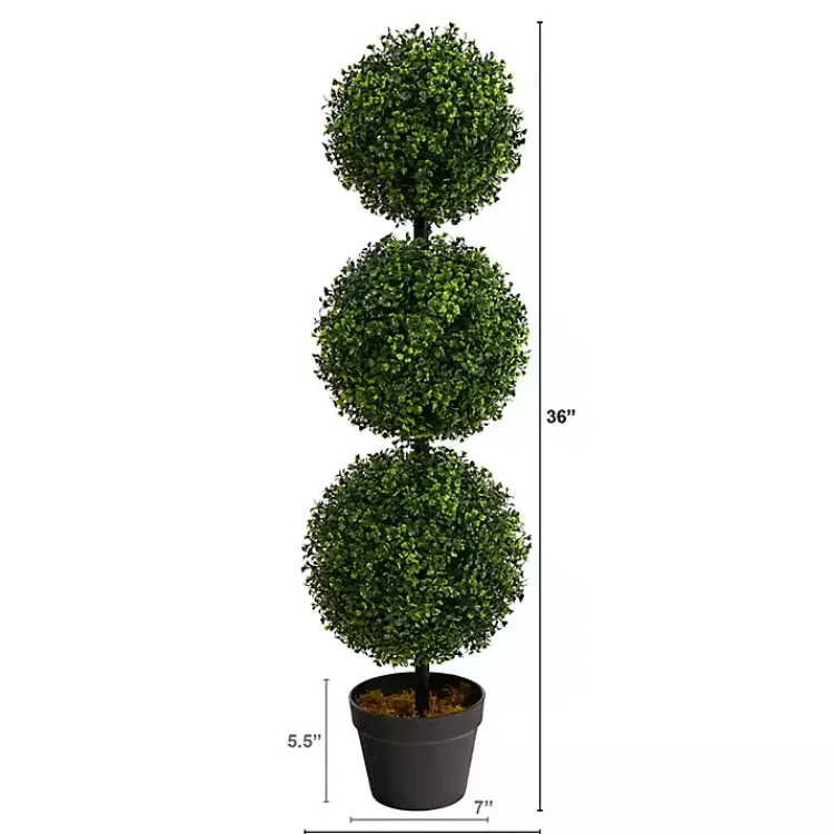 Best Triple-Ball Boxwood Topiary in Black Planter Trees & Topiaries
