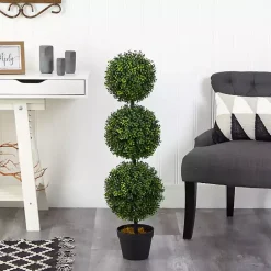 Best Triple-Ball Boxwood Topiary in Black Planter Trees & Topiaries