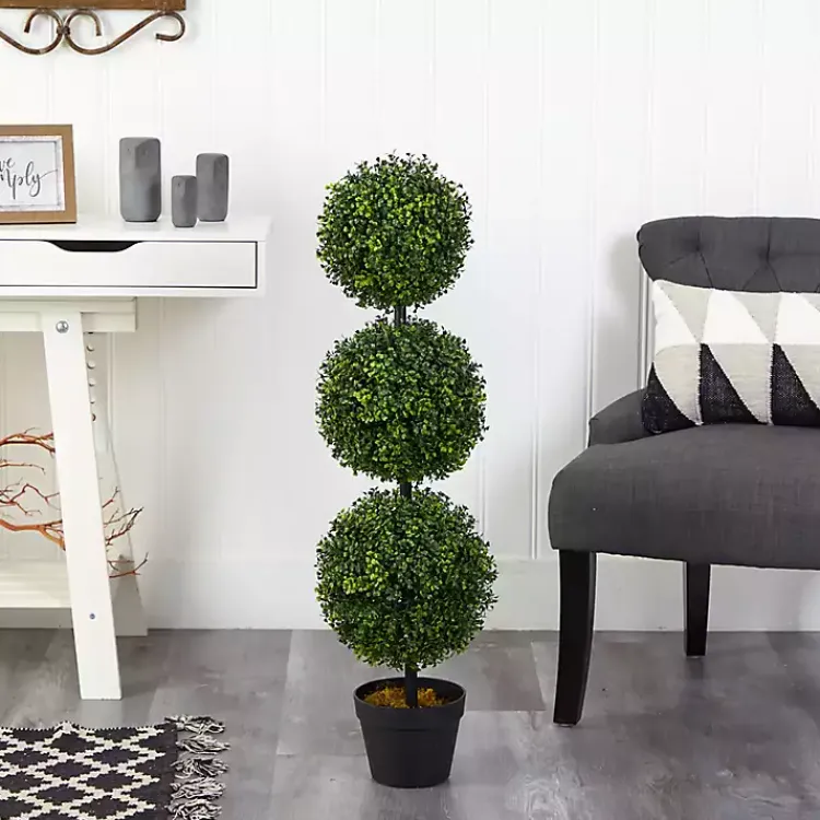 Best Triple-Ball Boxwood Topiary in Black Planter Trees & Topiaries