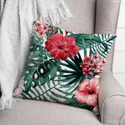 Kirklands Home Outdoor Cushions & Pillows|Tropical Flowers Outdoor Pillow