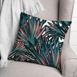 Kirklands Home Outdoor Cushions & Pillows|Tropical Leaves Outdoor Pillow
