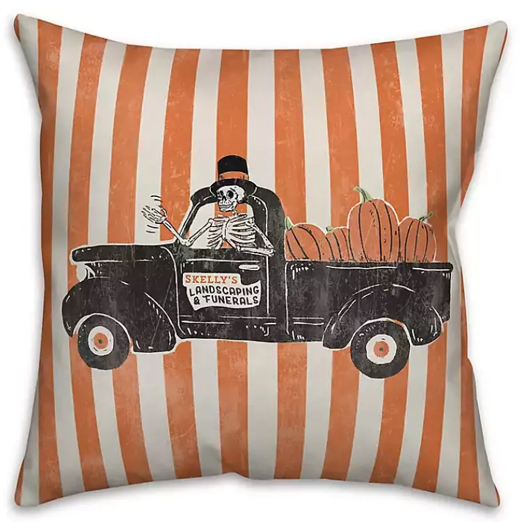 Hot Truck Retro with Stripes Throw Pillow Halloween