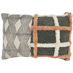 New Tufted Chevron Plaid Cotton Lumbar Pillow Pillows