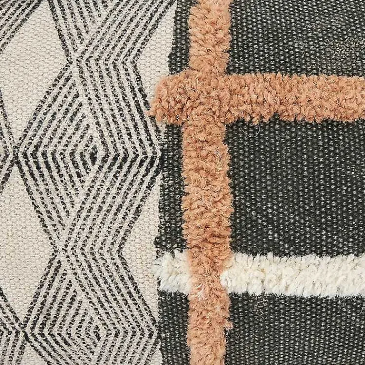 New Tufted Chevron Plaid Cotton Lumbar Pillow Pillows