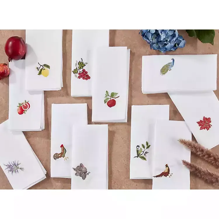 Kirklands Home Table Linens|Turkey Embroidered 4-pc. Harvest Napkin Set