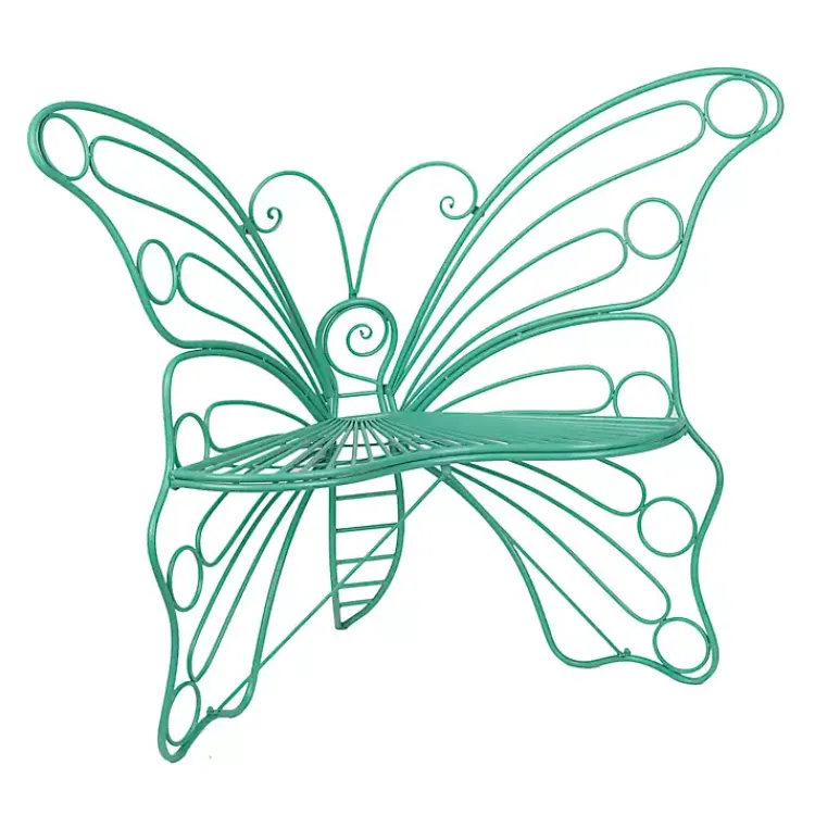 Kirklands Home Outdoor Seating|Turquoise Butterfly Metal Chair Blue