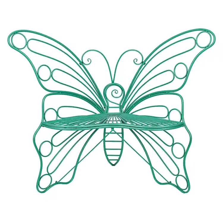 Kirklands Home Outdoor Seating|Turquoise Butterfly Metal Chair Blue