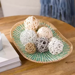 Online Turquoise Capiz Rattan Decorative Tray Decorative Trays