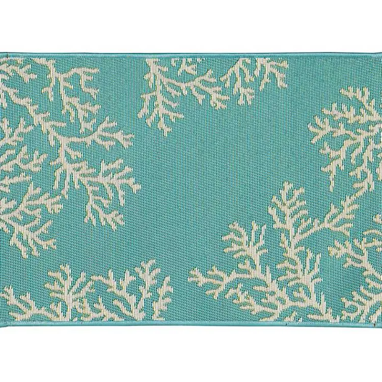 Kirklands Home Outdoor Rugs|Turquoise Coral Indoor/Outdoor Rug, 2x3
