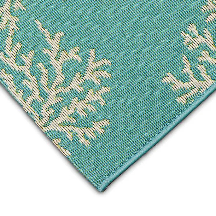 Kirklands Home Outdoor Rugs|Turquoise Coral Indoor/Outdoor Rug, 2x3