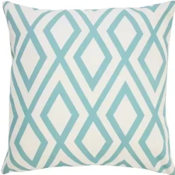 Kirklands Home Outdoor Cushions & Pillows|Turquoise Geometric Diamond Outdoor Pillow