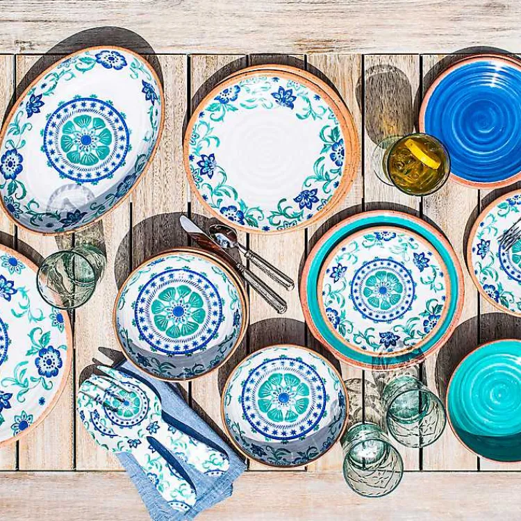 Kirklands Home Outdoor Dining|Turquoise Melamine Rio Ceral Bowls, Set of 6
