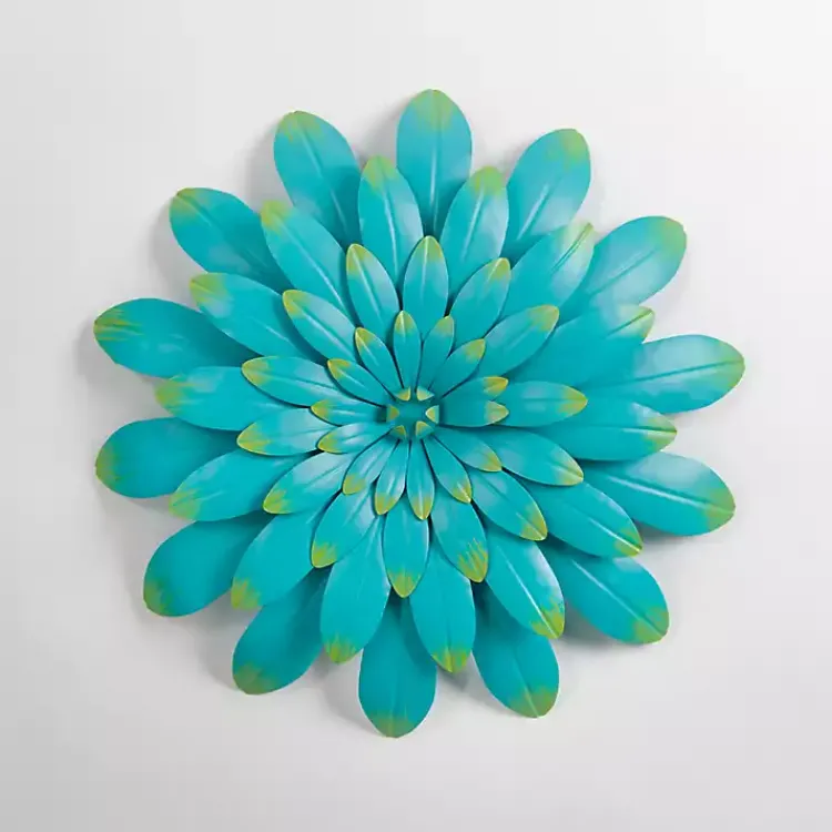 Kirklands Home Outdoor Wall Decor|Turquoise Metal Flower Outdoor Wall Plaque Blue
