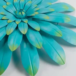 Kirklands Home Outdoor Wall Decor|Turquoise Metal Flower Outdoor Wall Plaque Blue
