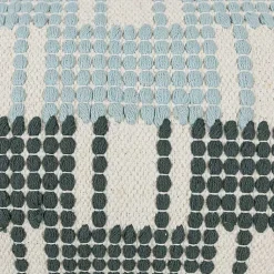 Sale Turquoise Plaid Tassel Lumbar Pillow Pillows