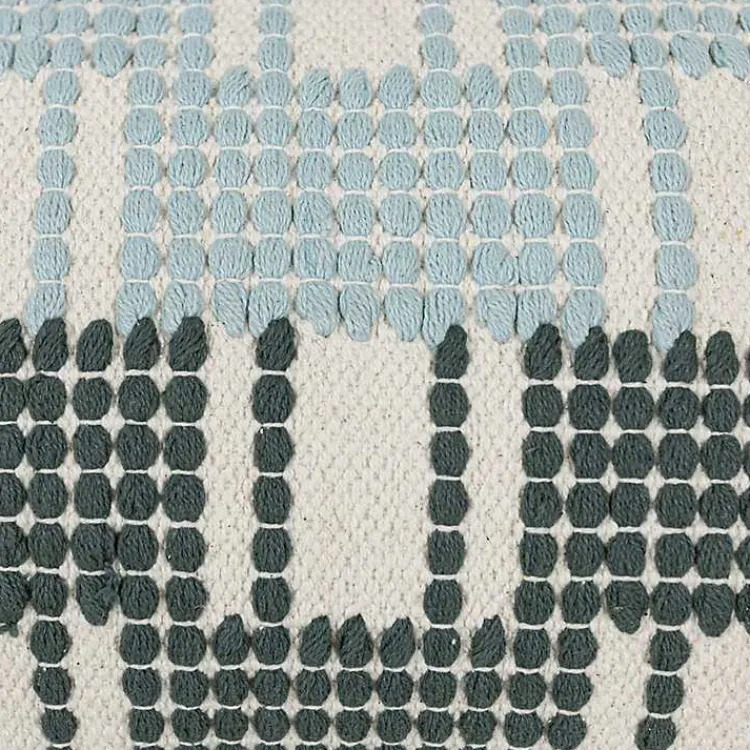 Sale Turquoise Plaid Tassel Lumbar Pillow Pillows