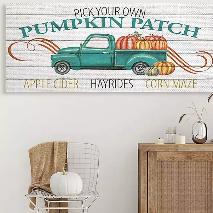 New Turquoise Pumpkin Truck Canvas Wall Art Fall